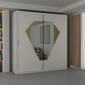 DIAMOND WHITE WARDROBE 150cm/203cm
