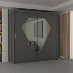 DIAMOND GREY WARDROBE 150cm/203cm
