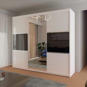 MANHATTAN WHITE HIGH GLOSS WARDROBE 120/150/200/250CM