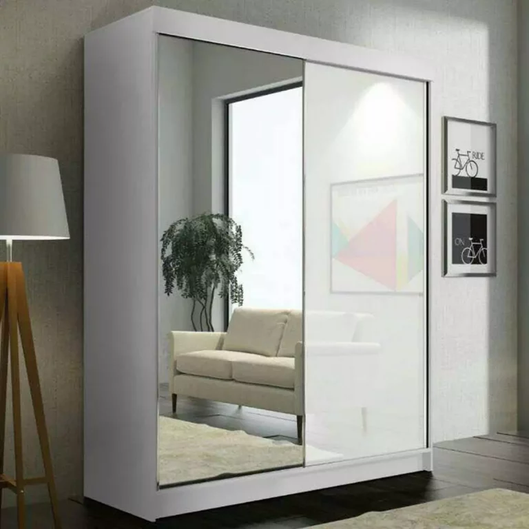 VIKAS WHITE HIGH GLOSS WARDROBE 120cm/150cm/200cm/250cm