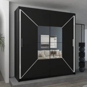 NICOLE BLACK WARDROBE 120cm/150cm/180cm/203cm