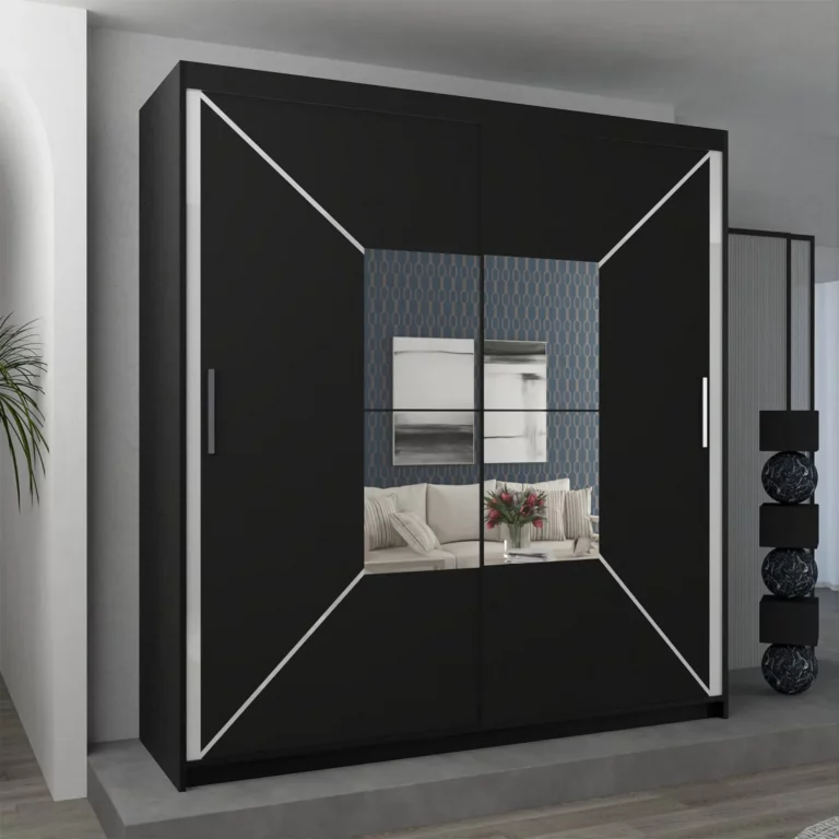 NICOLE BLACK WARDROBE 120cm/150cm/180cm/203cm