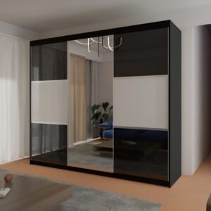 MANHATTAN BLACK HIGH GLOSS WARDROBE 120/150/200/250CM