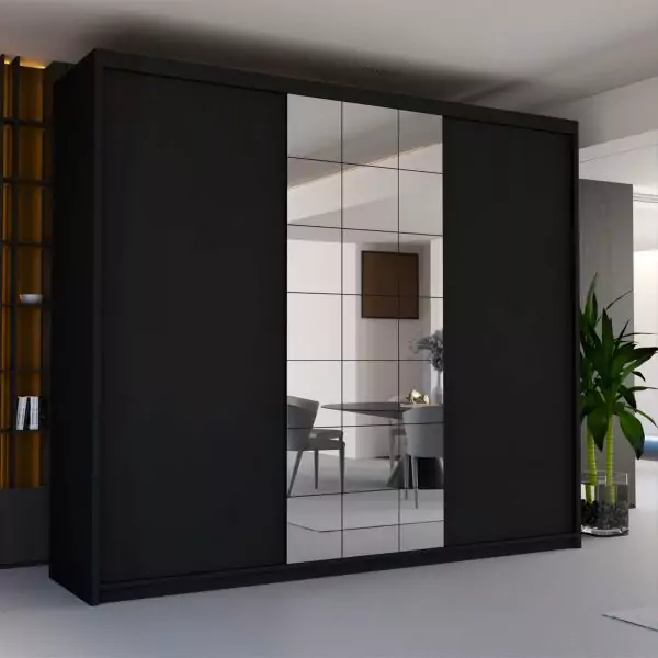 COLLIN BLACK 250CM SLIDING DOORS WARDROBE