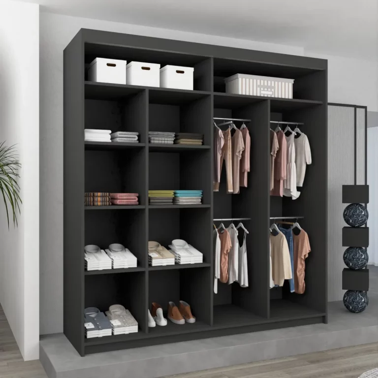NICOLE BLACK WARDROBE 120cm/150cm/180cm/203cm - Image 2