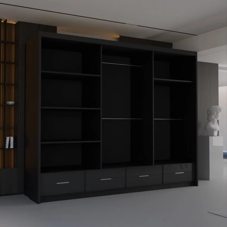 HIGH GLOSS SYCYLIA BLACK WARDROBE 150-208-255CM - Image 3