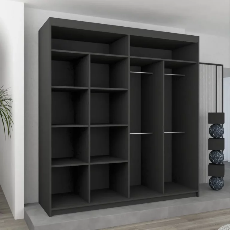 NICOLE BLACK WARDROBE 120cm/150cm/180cm/203cm - Image 3