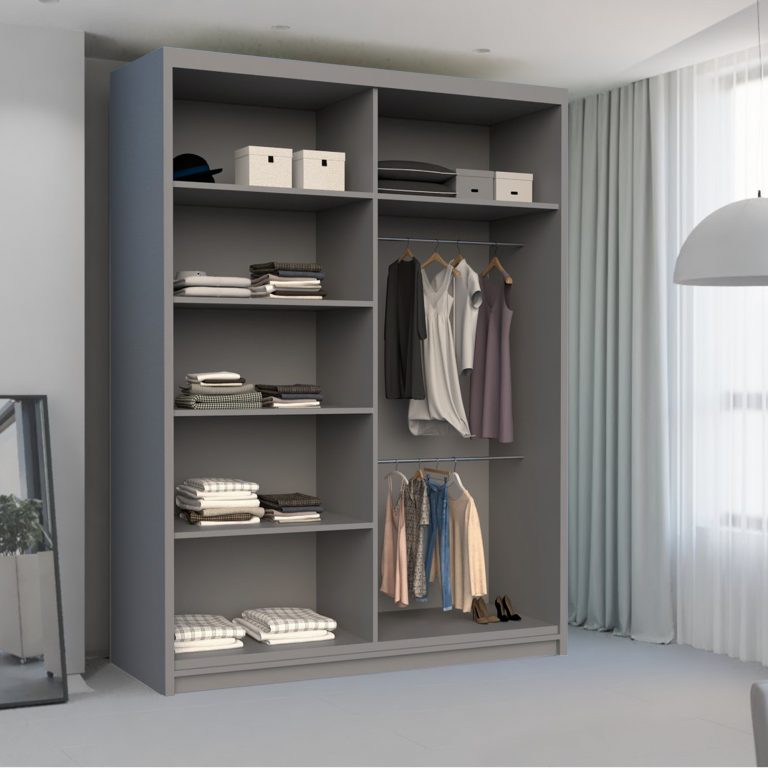 CHELSEA GREY WARDROBE 150cm/203cm - Image 3