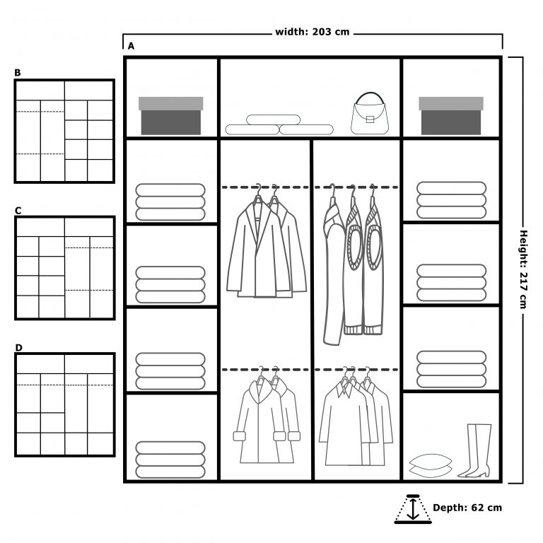 ROYAL BLACK WARDROBE 150cm/203cm/250cm - Image 4