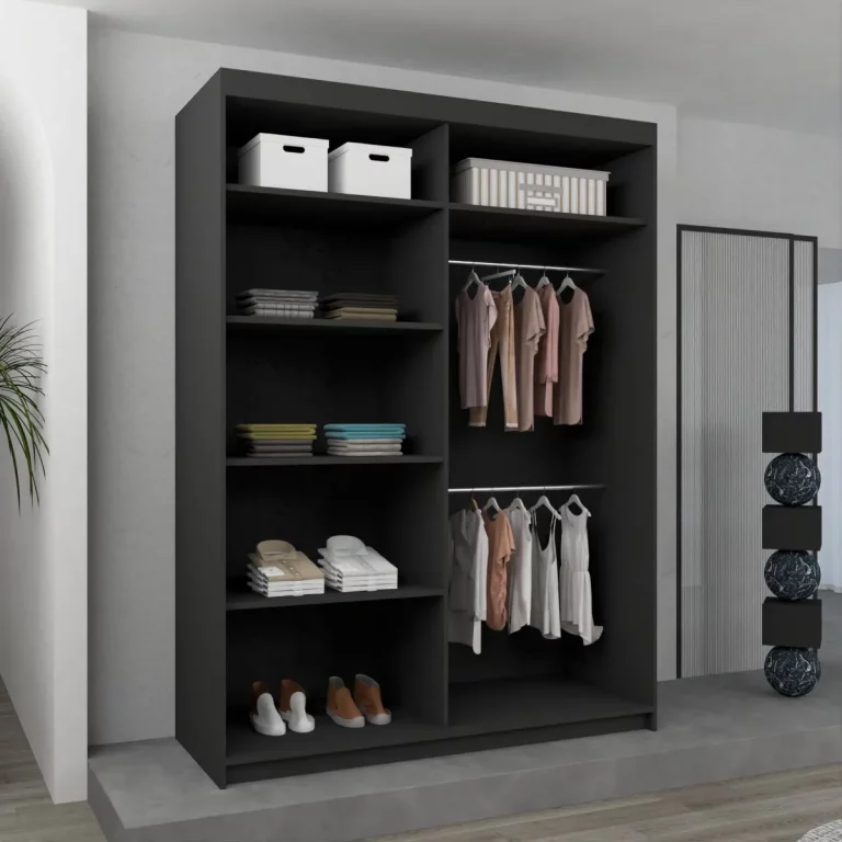 NICOLE BLACK WARDROBE 120cm/150cm/180cm/203cm - Image 4