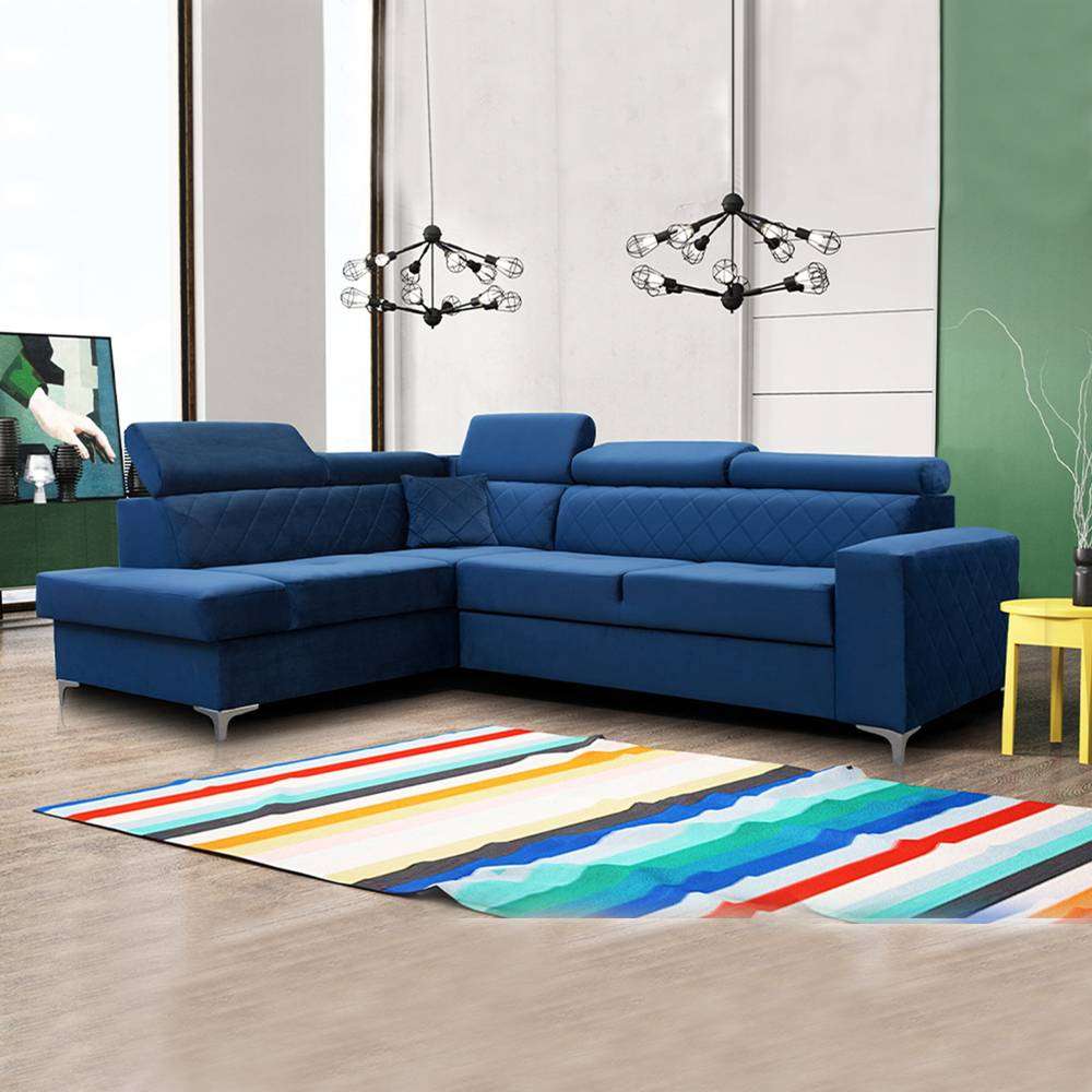 GLOSS CORNER SOFA BED BLUE
