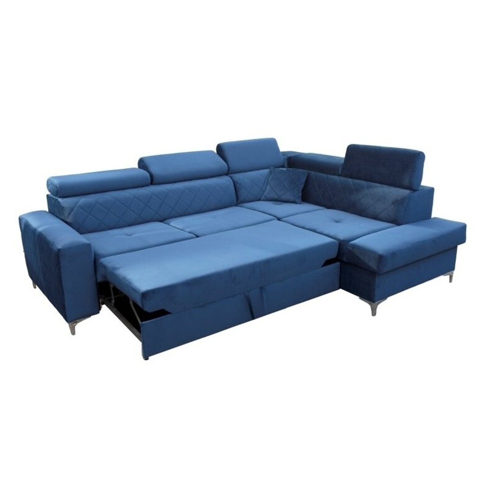 GLOSS CORNER SOFA BED BLUE - Image 3