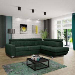 HOUSTON GREEN CORNER SOFA BED