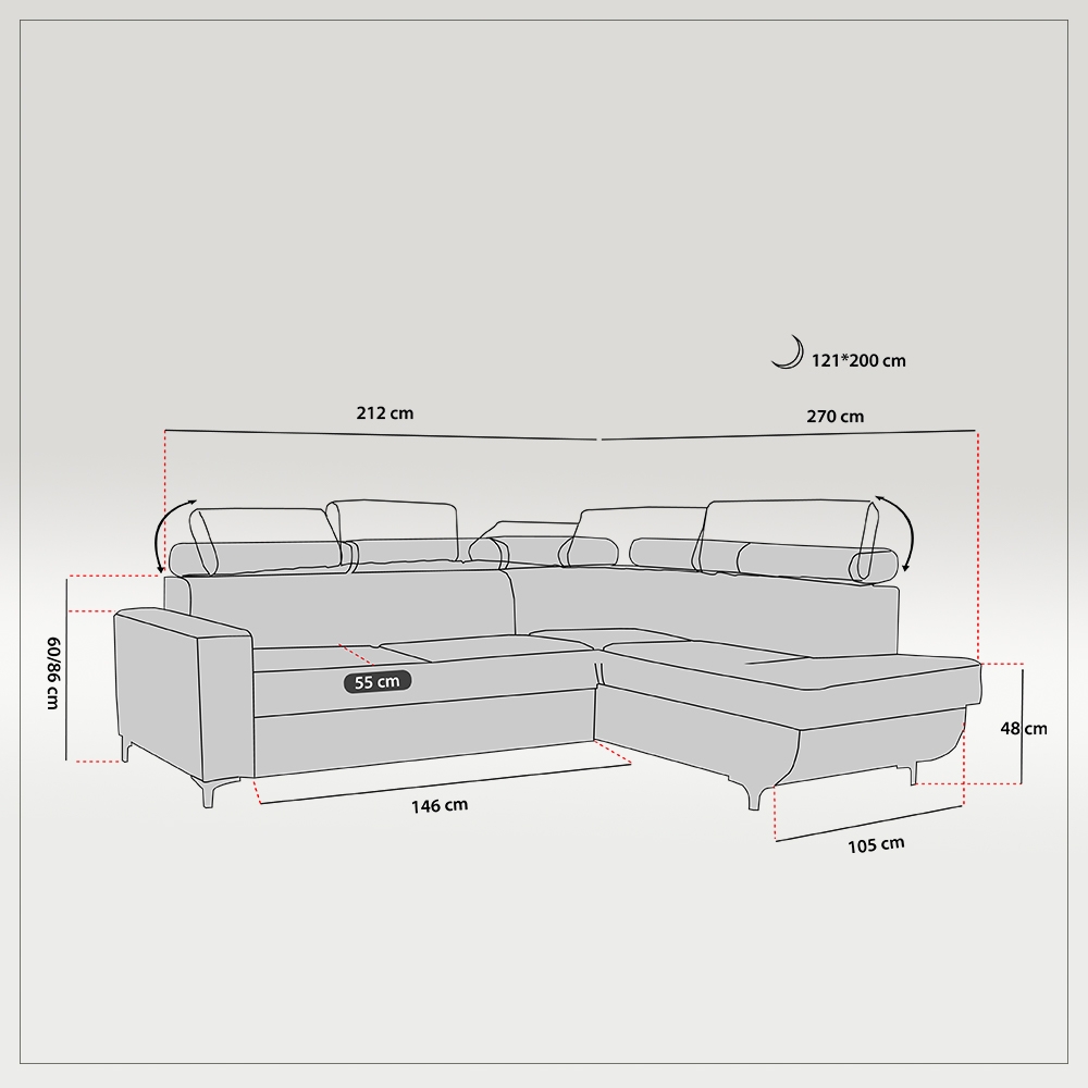 HOUSTON MUSTARD CORNER SOFA BED - Image 7