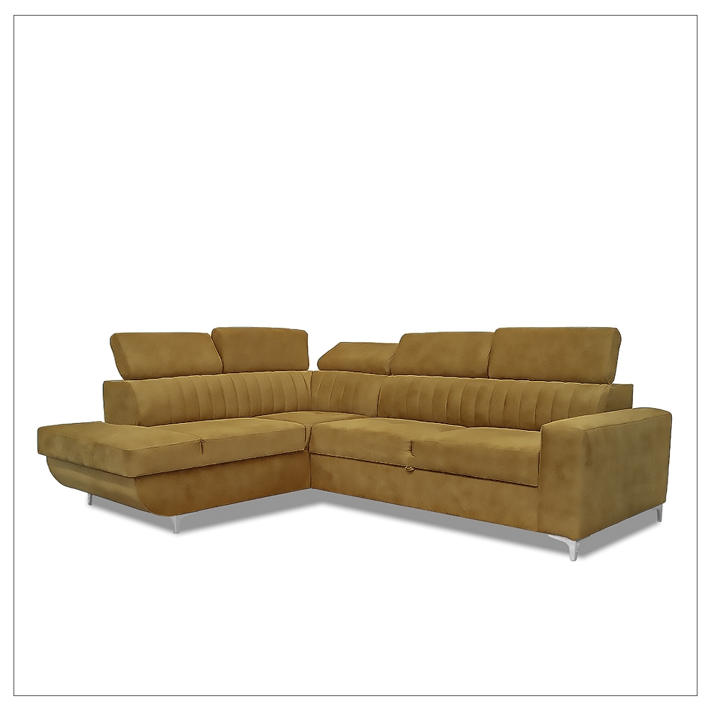 HOUSTON MUSTARD CORNER SOFA BED - Image 6