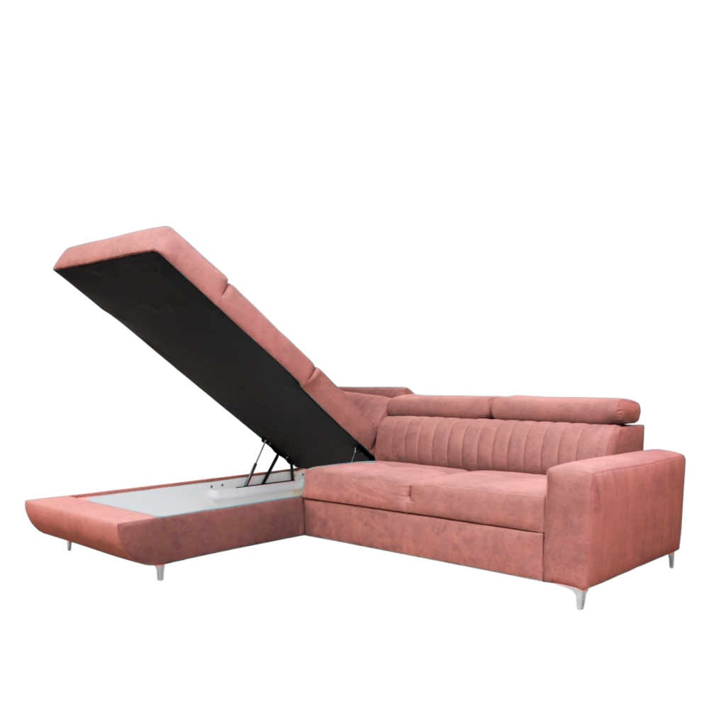 HOUSTON PINK CORNER SOFA BED - Image 3
