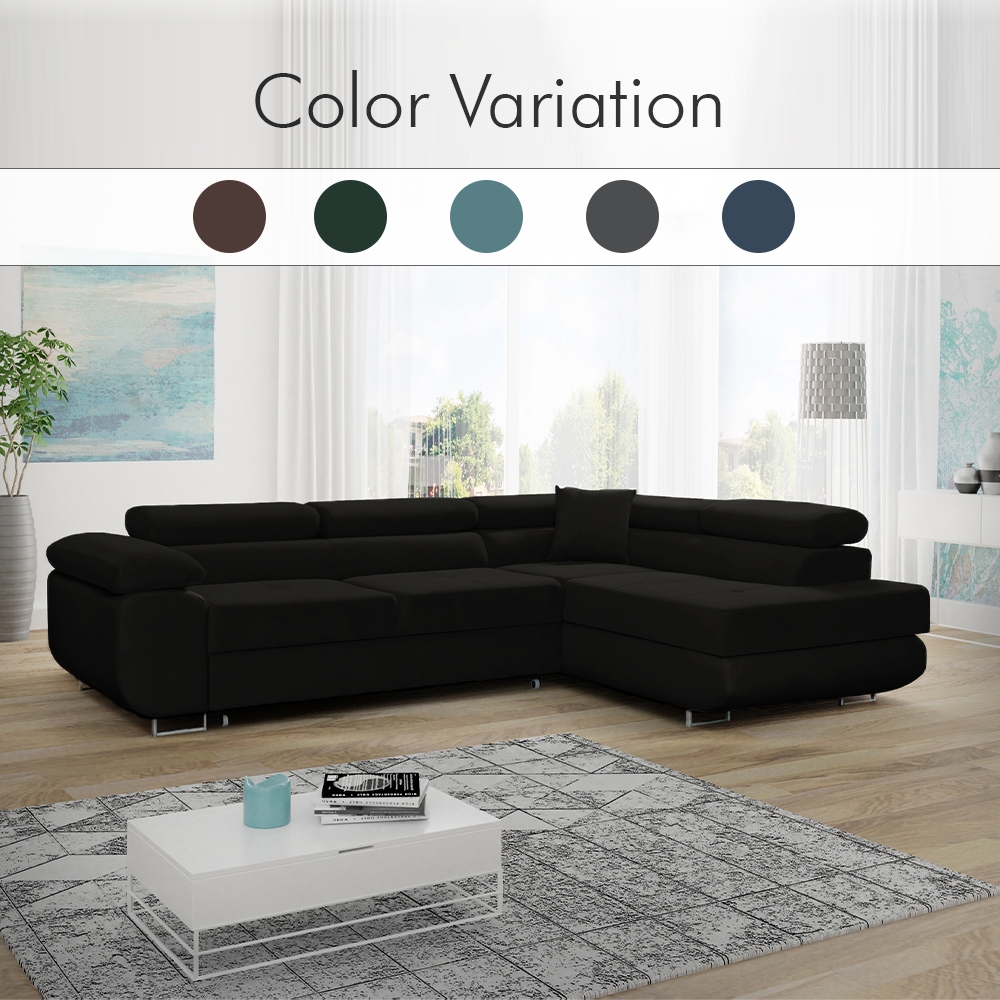 LIDO BLACK CORNER SOFA BED - Image 2