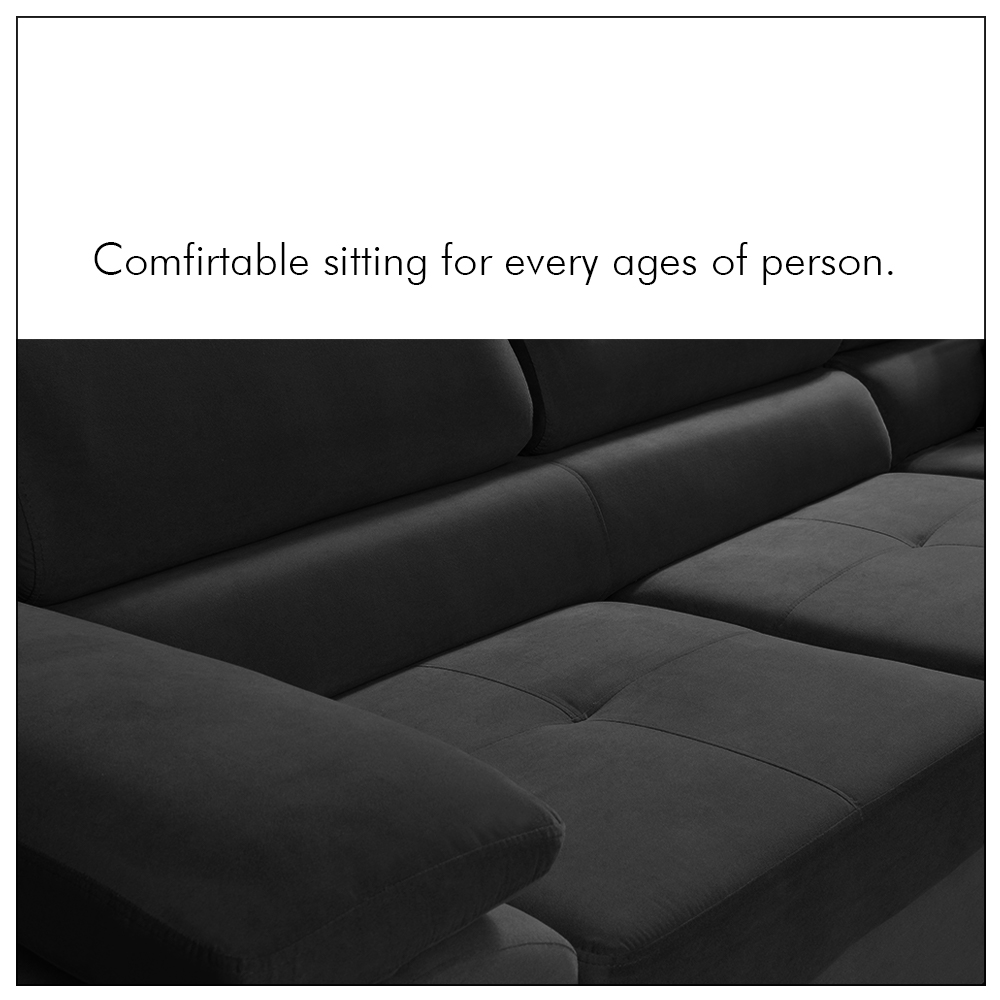 LIDO BLACK CORNER SOFA BED - Image 4