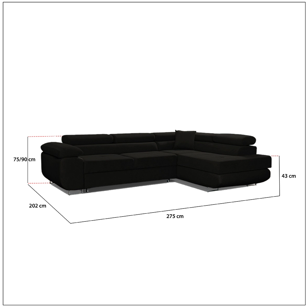 LIDO BLACK CORNER SOFA BED - Image 6