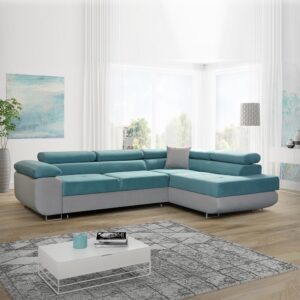 LIDO Sky Blue Corner Sofa Bed