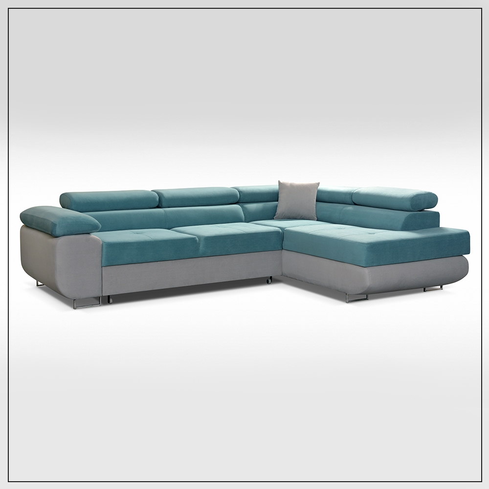 LIDO Sky Blue Corner Sofa Bed - Image 5