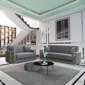 CHERRY 3 AND 2 SEAT SOFA SET GREY