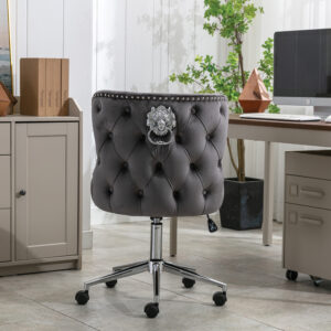 Valentino Grey Velvet Office Chair