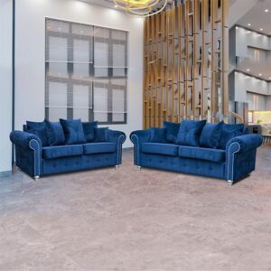 ASHWIN BLUE VELVET SOFA SET
