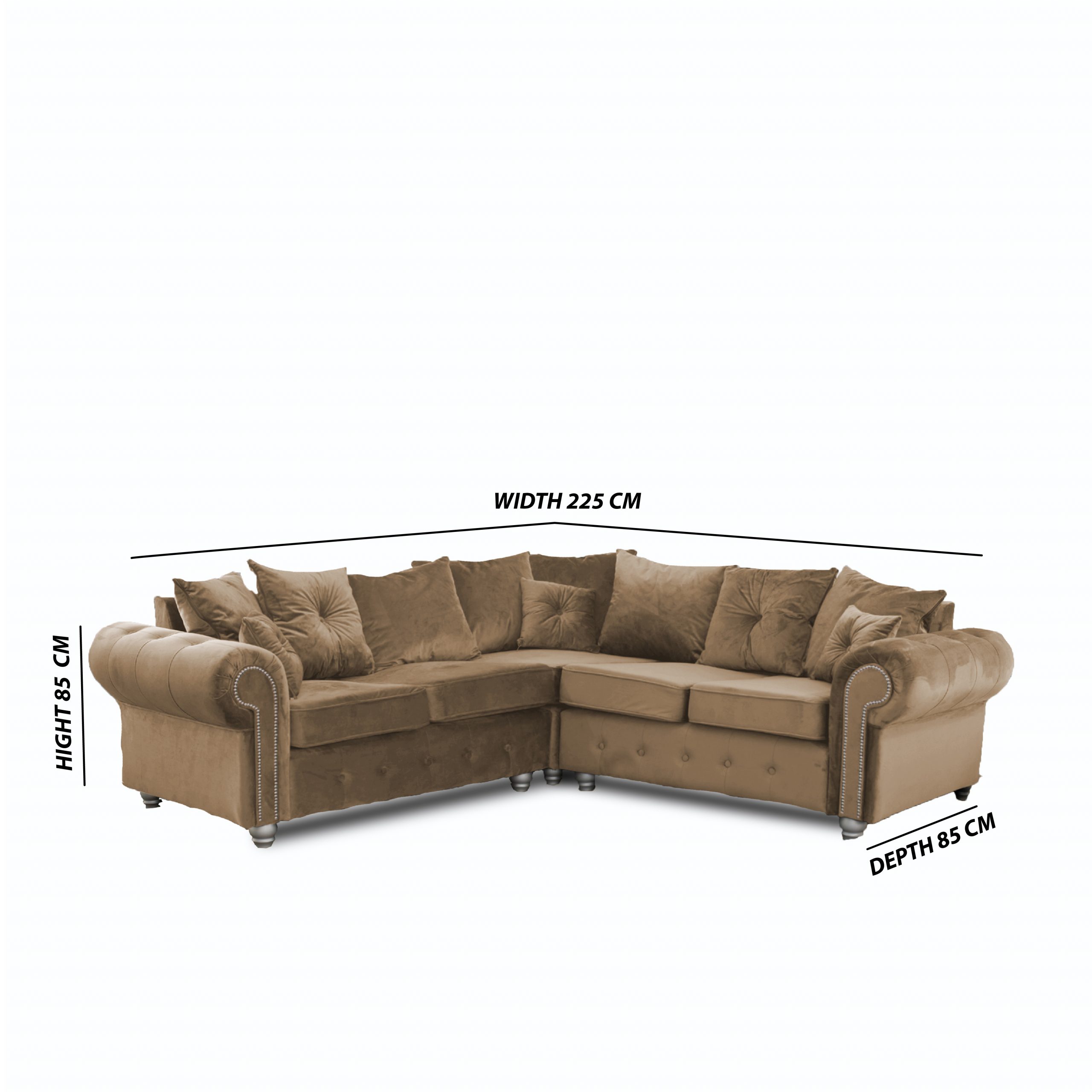 ASHWIN LIGHT BROWN CORNER SOFA - Image 4