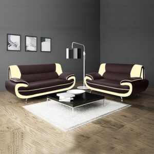 Palermo Beige/Brown Sofa Set