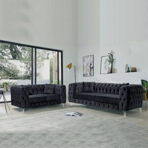 Chicago Black 3+2 Chesterfield Sofa Set