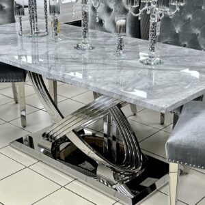 Elina 1.6m Grey Marble Dining Table