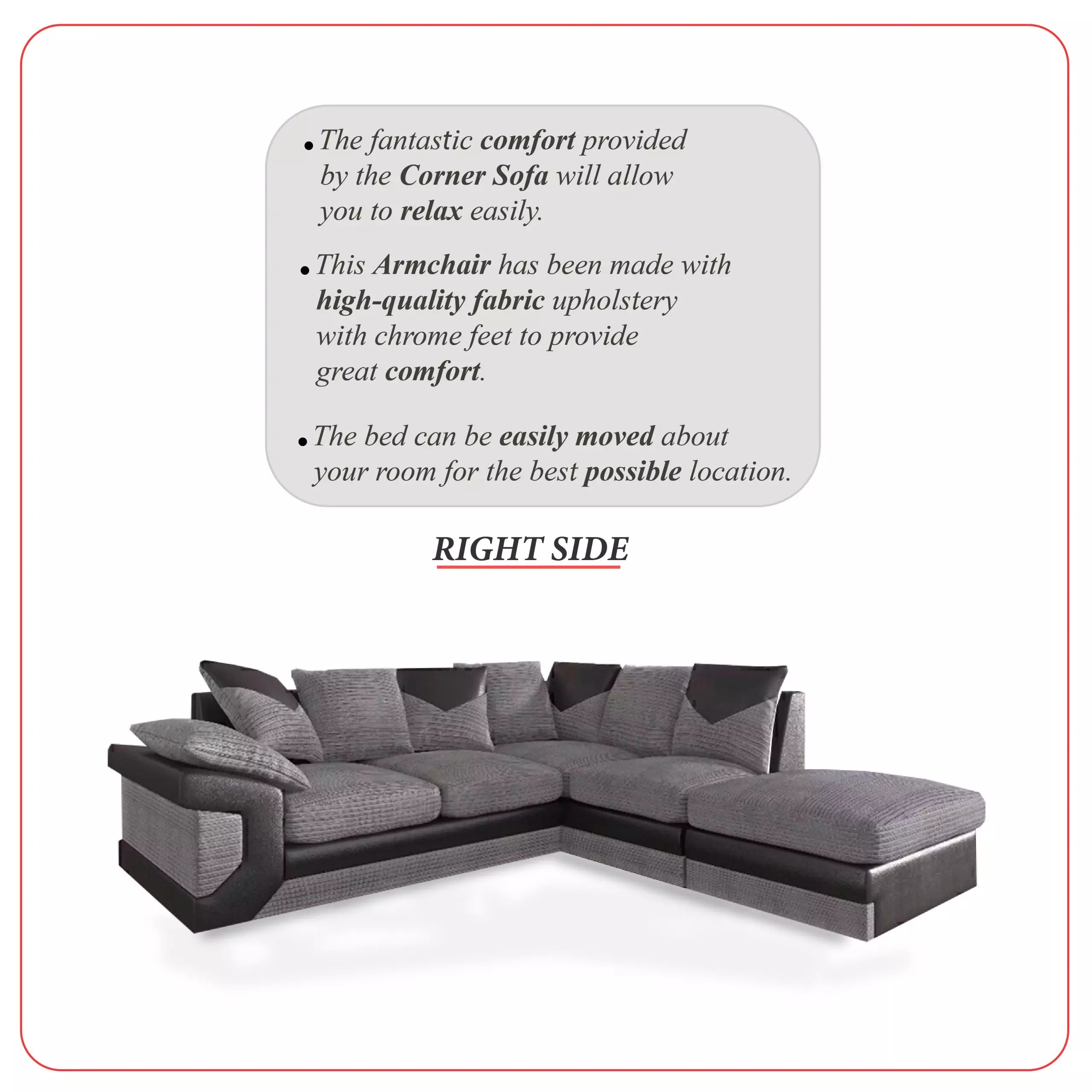 Dino Corner Sofa Black/Grey - Image 4
