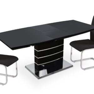 Milan Black Extending Dining Table + 6 Milan Chairs
