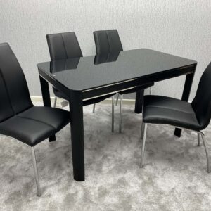 Morano Black Glass Table with Carlo Chairs