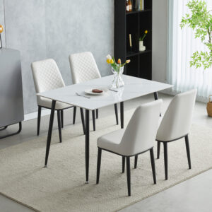 Oxford Ceramic White Dining Table 1.2m & 4 Chairs