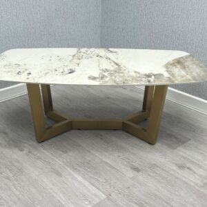 Sorrento Oval Ceramic Gold Coffee Table