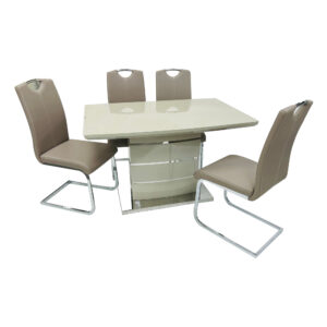 Milan Cappuccino Small Dining Table + 4 Milan Chairs